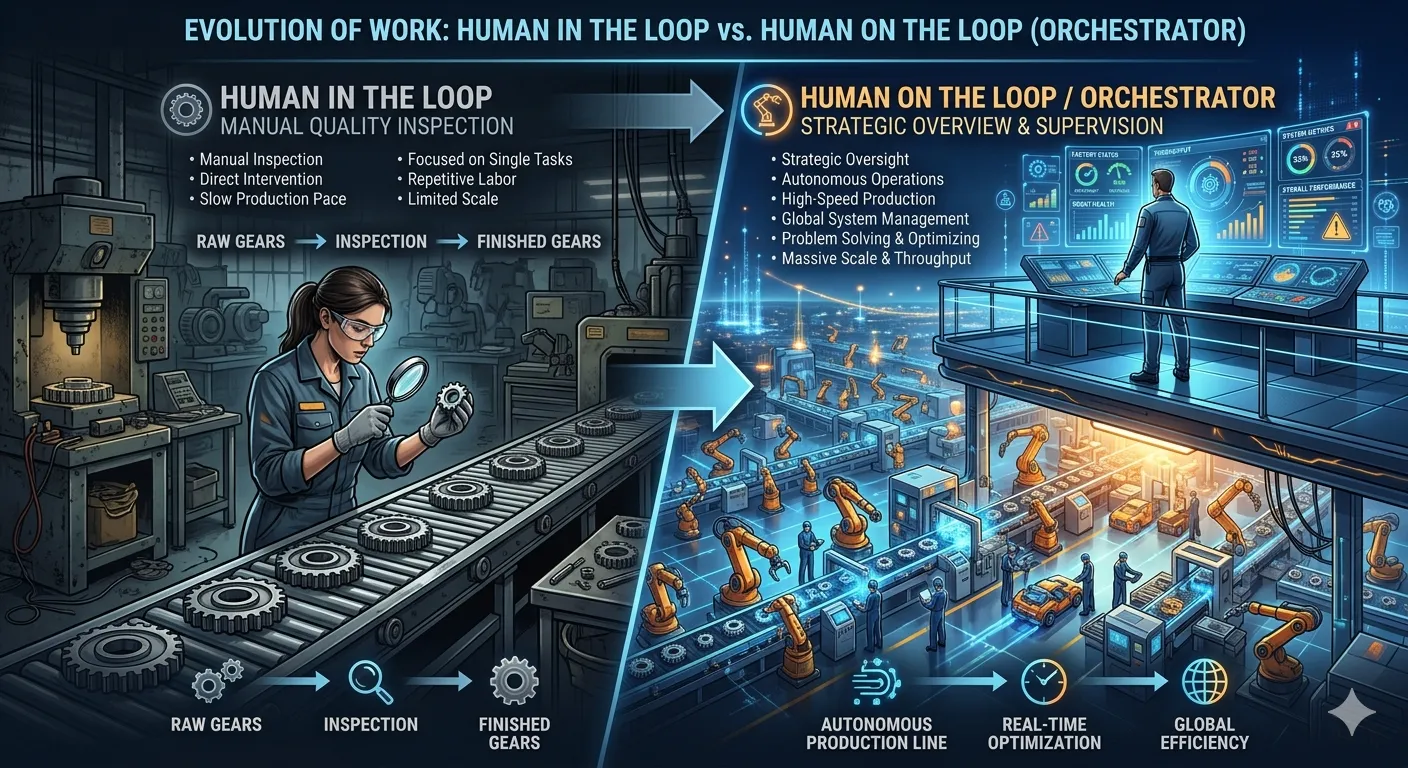 Human in the Loop vs Human on the Loop / Orchestrator