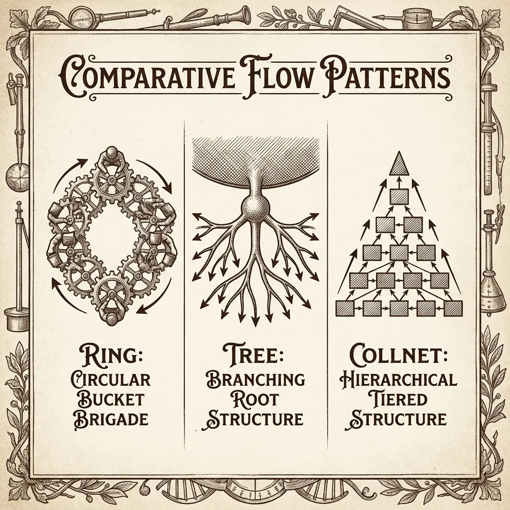 Comparative Flow Patterns: Ring vs Tree vs CollNet